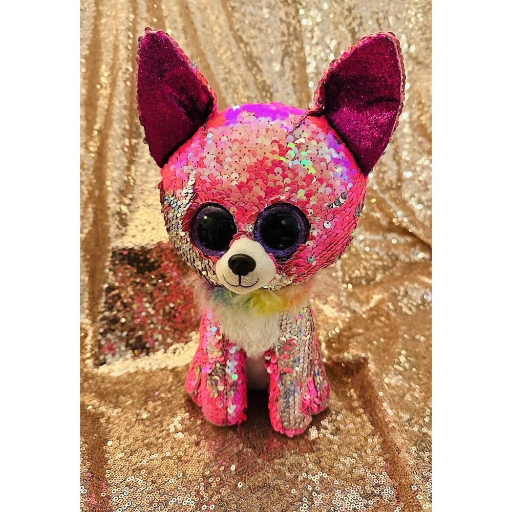 TY Flippables Sequin Plush - CHARMED the Chihuahua Dog (Medium Size - 9”) P7